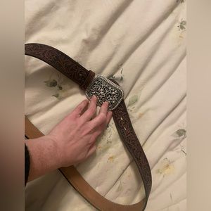 Ariat Leather Belt with Rhinestone Buckle